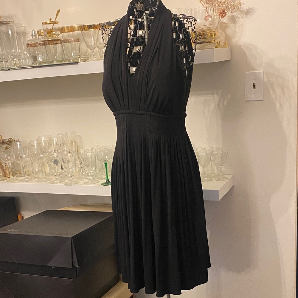 Calvin Klein Black Sleeveless V-Neck Midi Dress